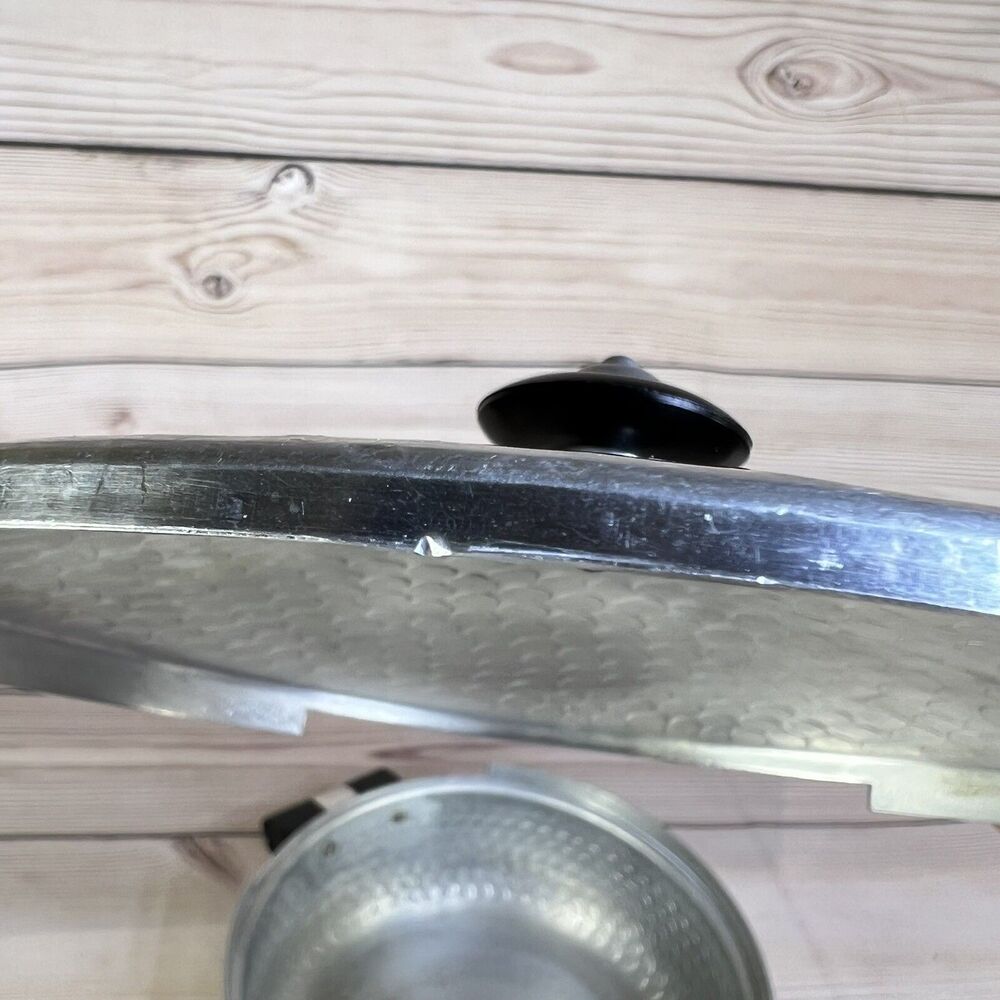 Vintage Puralum Italy Hammered Aluminum Casserole Dish Server w/Lid 8" MCM Retro - Picture 16 of 16